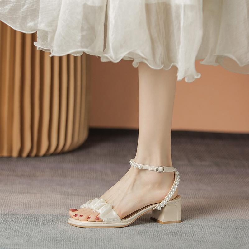 Yuexinwang кожаные балетки для женщин из Хуэйчжоу, туфли на высоком каблуке, босоножки, летняя новинка, толстый каблук с сандалиями