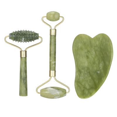 Набор нефритовых роликов, нефритовые ролики для лица и скребок Гуа Ша для массажа лица, красота