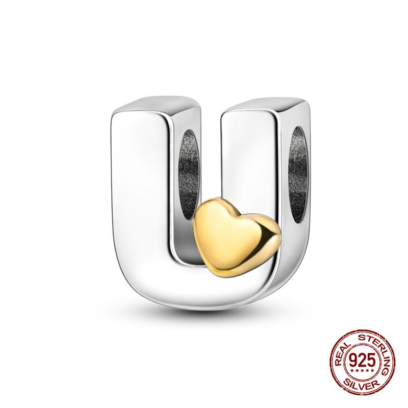 26 A- Z Alphabet Beads Copper Love Letter Charms Fits Original 3Mm Womans Bracelet Bangle Zircon Beads Diy Jewelry Gifts