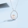Ожерелье с одним жемчугом, женское ожерелье из чистого серебра S999, блестящий кулон с драгоценными камнями, простая ретро темпераментная цепочка на ключицы, овальное ожерелье