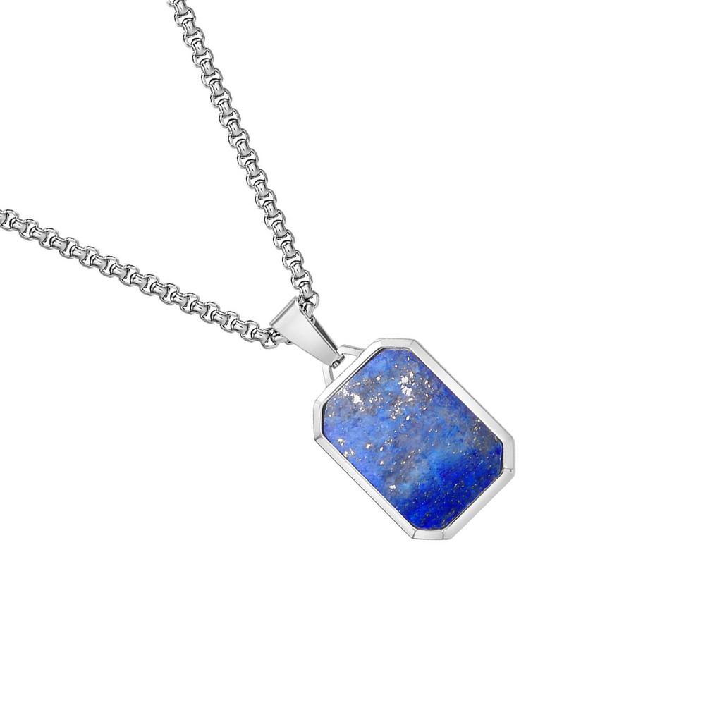 Геометрическое ожерелье из нержавеющей стали, ожерелье с прямоугольной подвеской, каменное шейное украшение, цепочка-ожерелье, подходит для мужчин