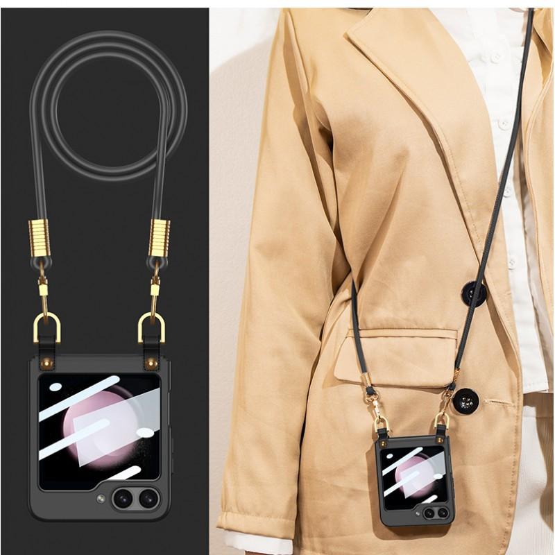 Crossbody Strap Phone Case Galaxy Z Flip 6 5 4 3 Slim Shockproof Protective Cover