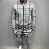 Мужские спортивные мужские комплекты в 3D клетку, куртка, спортивный костюм, уличная мода, тренд, модный спортивный костюм на молнии с воротником-стойкой