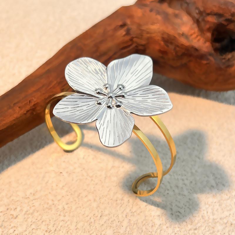 Женский браслет-манжета Meier в французском ретро-стиле из нержавеющей стали - золотой открытый браслет-подсолнух в стиле инстаграм