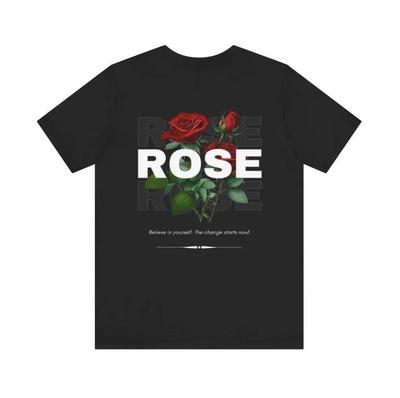 Унисекс минималистичная футболка ROSE с изображением розы и вдохновляющим посланием Valian