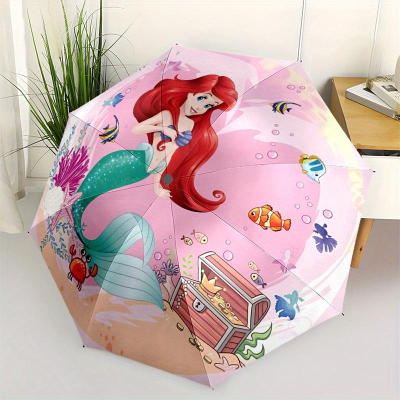 1pc Mermaid Automatic Folding Umbrella: Compact 8-rib Design Cartoon Travel Companion for Outdoor, Casual Accessory