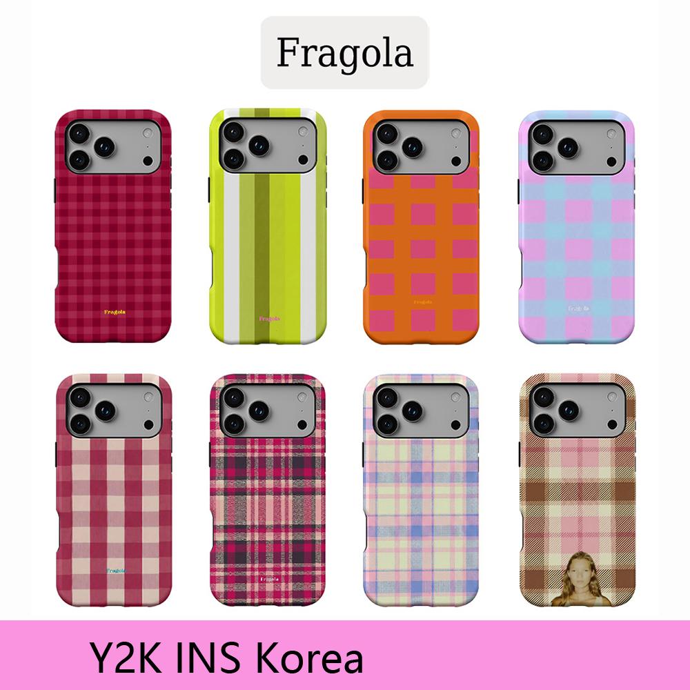 Чехол для телефона iPhone 17 16 15 14 13 12 11 X XS XR Air Pro Max Plus Роскошный Clmj Fragola Цветные решетки Двухслойная задняя крышка