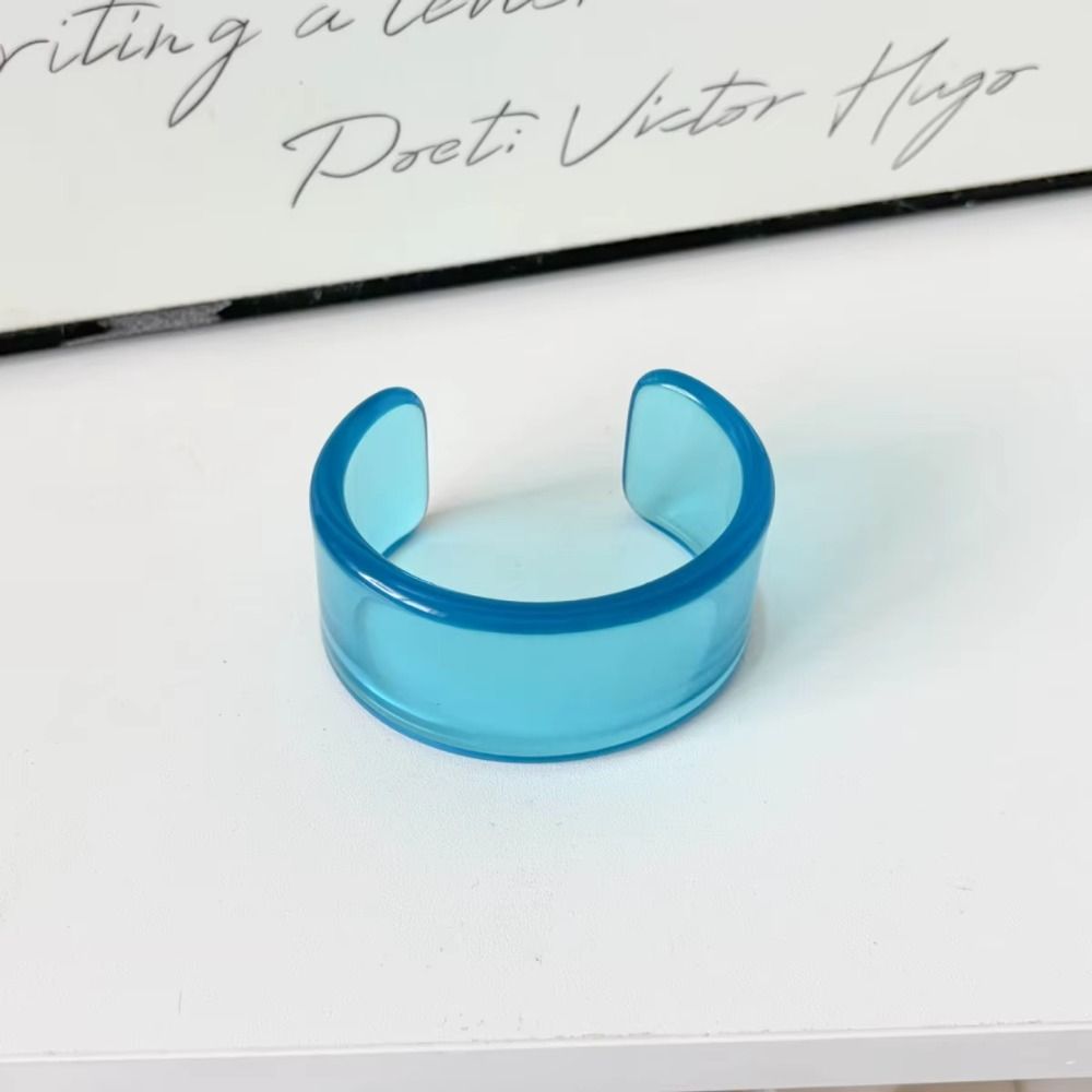Wide Half Cuff Bracelet Simple Color Open Mouth Bangle Fashion Resin Bangle Bracelet for Women