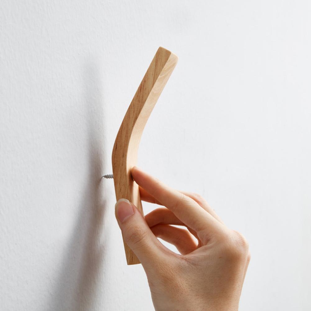 2PCS Wooden Wall Mounted Hook Coat Hat Towel Hanger Rack Key Hanging Hooks