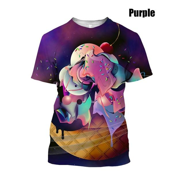 Новая мужская и женская летняя новая модная футболка с мороженым и 3D принтом, летняя уличная забавная еда, повседневный топ в стиле хип-хоп, панк