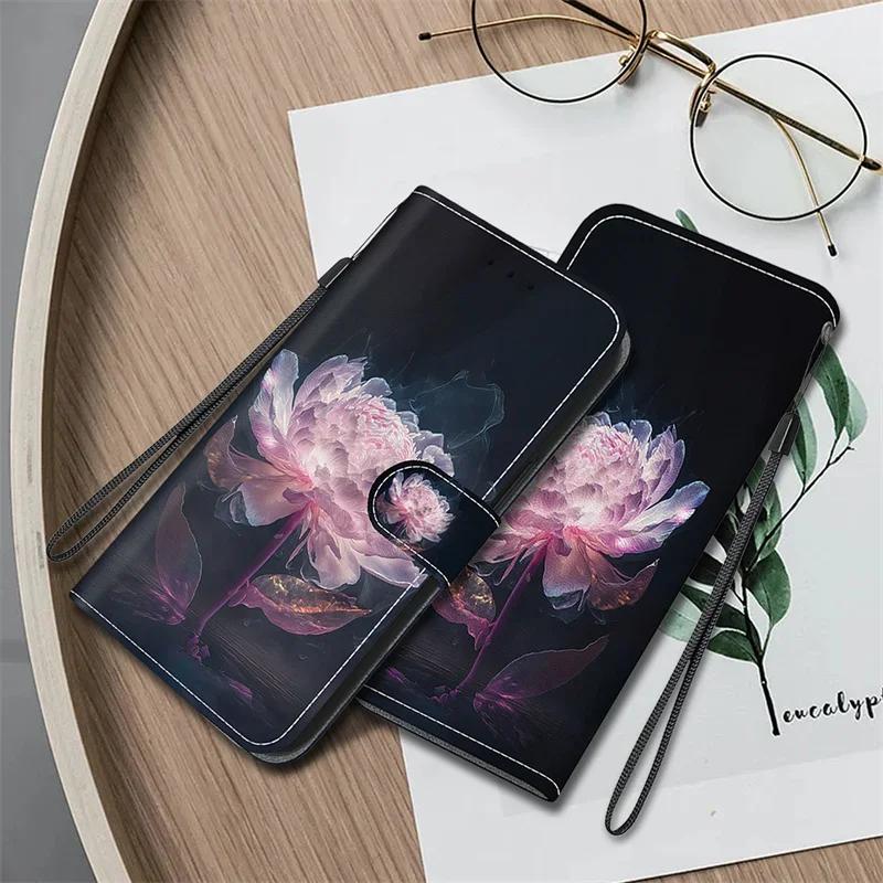 Новый покрашенный чехол-бумажник для Xiaomi Poco M6 X6 C65 Pro, чехол-книжка Xiomi Mi PocoM6 PocoX6 Pro PocoC65 с рисунком 'Мультяшный цветок', кожаная обложка