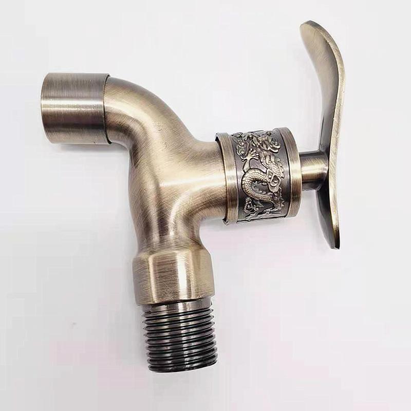 Antique Brass Dragon Carved Tap Faucet Garden Bibcock Washing Machine Faucet Luxury Outdoor Faucet Single Cold Tap