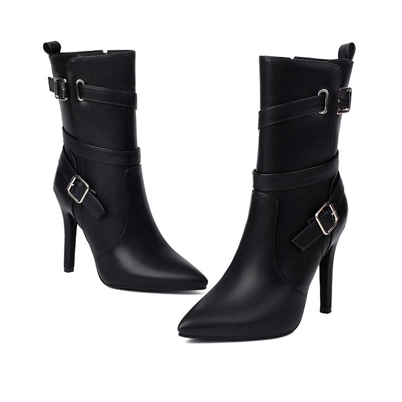 Женские ботильоны на высоком каблуке Осень и зима, новинка Европа, ботильоны в американском стиле с острым узким каблуком, большого размера в римском стиле