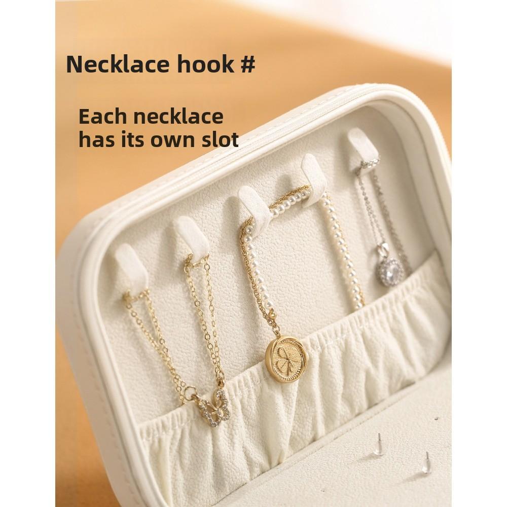 Кожаный органайзер для серег-пуссет на молнии, шкатулка для хранения ювелирных изделий с перегородкой, для серег, колец, большой вместимости, переносная шкатулка для ювелирных изделий