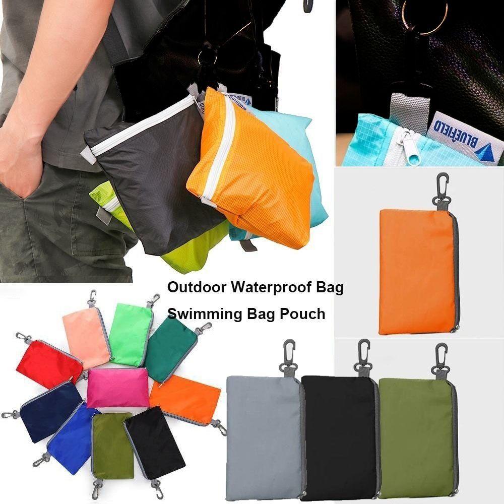 Pure Color Swimming Bag Pouch with Hook Zipper Camping Hiking Storage Bag New Pocket Pouch
