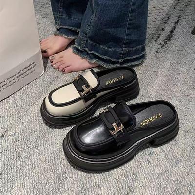 Женские мюли тапочки черные туфли для женщин высота шлепанцы кожа элегантные и модные шик новая коллекция водонепроницаемые сандалии