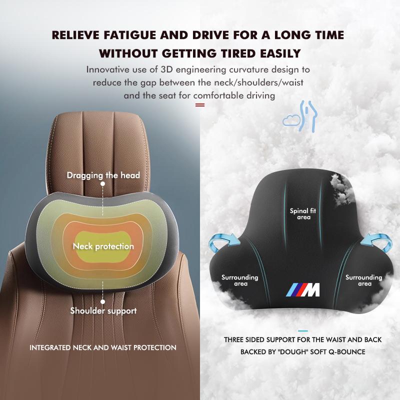 ZDNE2 Car Waist Protector Mat Head Rest Pad Waist Back Support Pad For BMW X1 X2 X3 X4 X5 X6 X7 G20 G30 6GT E46 E90 E60 F10 E39