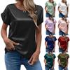 Summer Women's T-shirt Short-sleeved Satin Shirt Loose Casual Round Neck Satin T-shirt Women's Tops