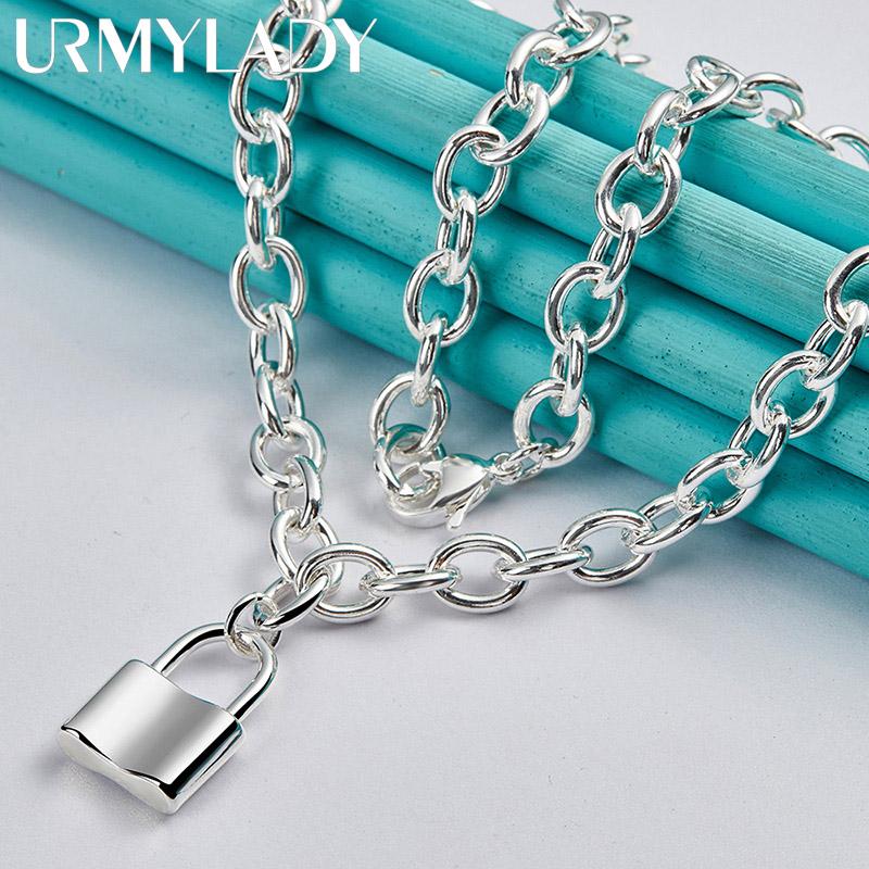 Серебряный кулон 925 пробы в виде замка на цепочке 18 дюймов для женщин, модная бижутерия