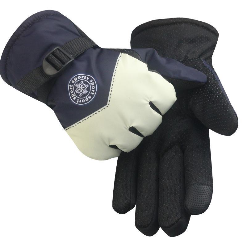 Зимние лыжные перчатки для мужчин и женщин: Полный палец, плюс бархат, толстый, теплый, нескользящий, водонепроницаемый, сенсорный экран, для альпинизма и велоспорта на открытом воздухе