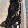 Men's PU Leather Hoodie Suit Casual Sportswear Hooded Jogging Suit Sportswear Black Men's Sportswear XS-5XL