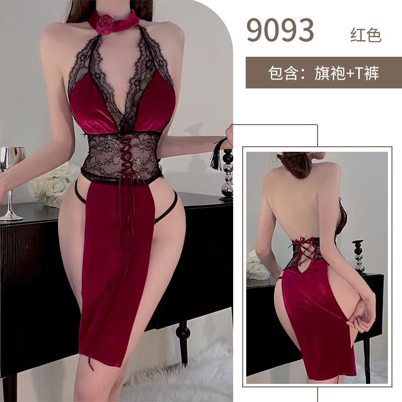 Sex underwear bare chest lace sexy underwear night show neck cheongsam exotic uniform