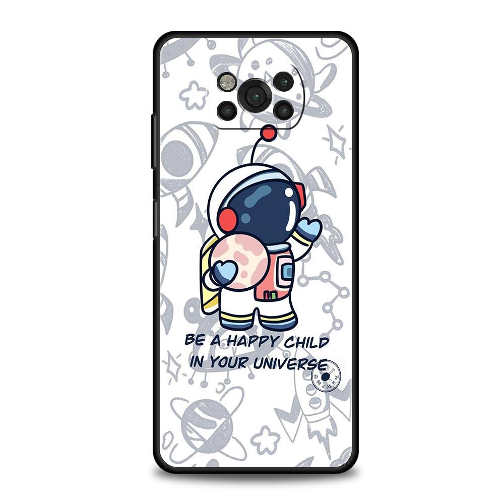 Cartoon Cute Cosmonaut Phone Case for Xiaomi Poco F7 F6 F5 F4 F3 X6 X5 X4 X3 NFC F7 Ultra M4 C51 C55 GT 5G Soft TPU Cover Fundas