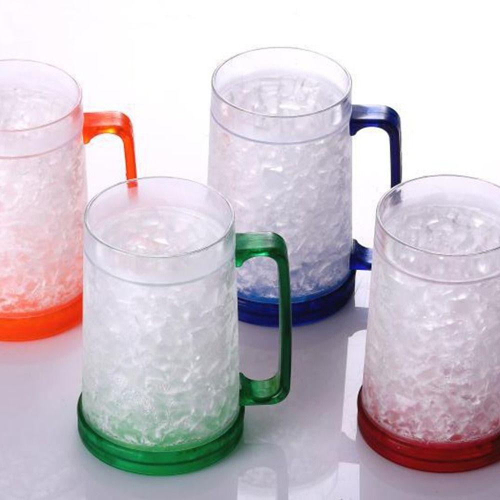 Double Wall Cooling Wine Cup Clear Beer Cup Drinking Glasses Freezer Ice Beer Mug Beer