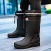 Medium Tube Closed Rain Shoes Men's Non-slip Waterproof Shoes New Fashion Outdoor Platform Water Boots Thermal Rubber Shoes Men's Fashion