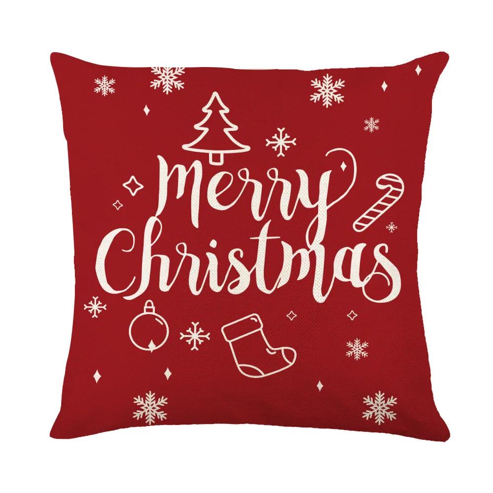 Christmas Cushion Cover Linen Pillow Covers Holiday Decoration Home Decor Salon Sofa Pillow Case Throw/Couch