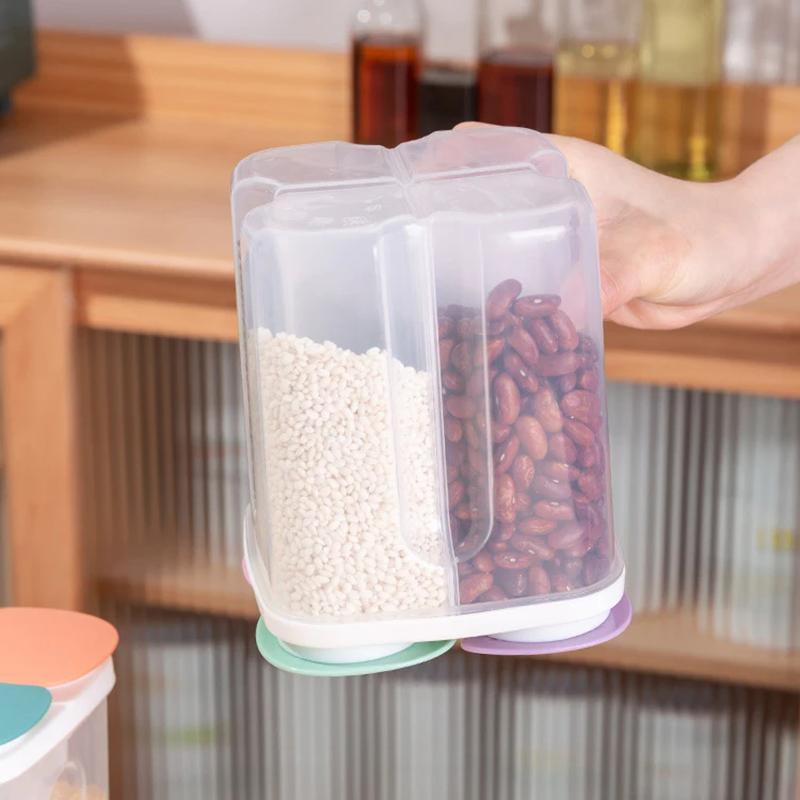 4 сетки герметичная банка для круп, кухонный ящик для хранения круп, пластиковый контейнер для пищевых продуктов, влагостойкий зерновой резервуар, коробка для хранения спагетти в свежем виде