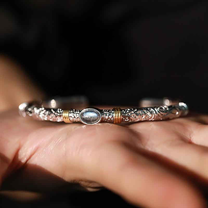 XIYANIKE Men Thai Silver Twisted Woven Opening Bracelets Bangle Neutral Retro Original Handmade Exquisite Jewelry Unique Gift