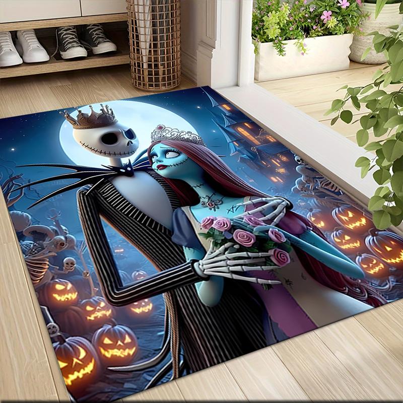 Nightmare Before Christmas Romance Carpet Rug Soft Washable Anti Slip Home Living Room Sofa Mats Personalized Christmas Rug