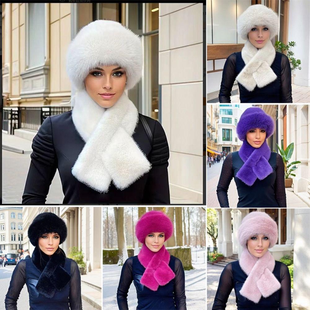 Плюшевый шарф-воротник из искусственного меха, толстый, теплый, с защитой ушей, модная повязка на шею, женский