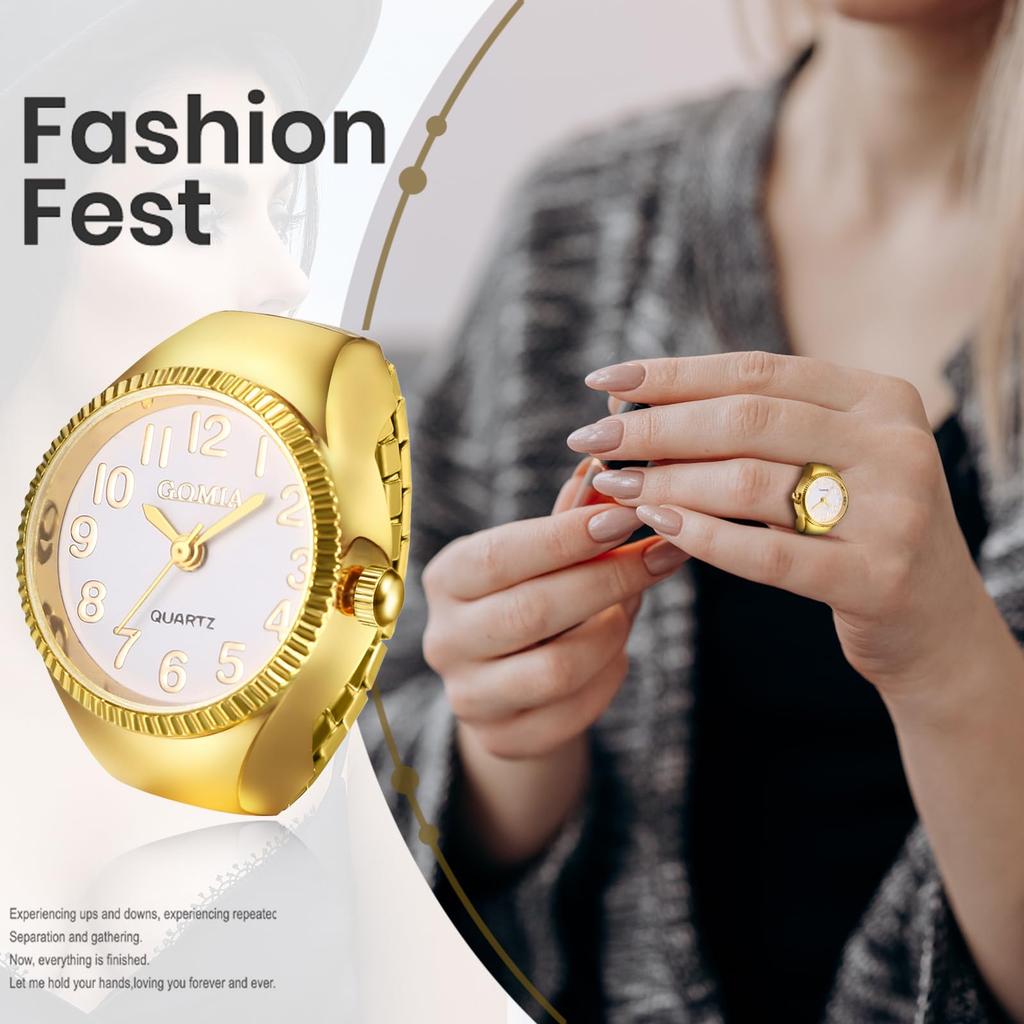 Ring Watch Ring Fashionable One Size Fits Stainless Steel Ring Watch Analog Waterproof Simple Quartz Watch Gold Silver Fashion Accessory Birthday