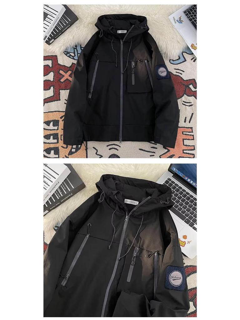 Men's Trendy Waterproof Mountain Windbreaker Jacket - Functional, Loose-Fit Outdoor Mountaineering and Workwear Style