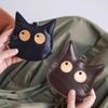 Женский мини-кошелек для монет из коровьей кожи растительного дубления с мультяшным котом, держателем для карт и шнурком для наушников.