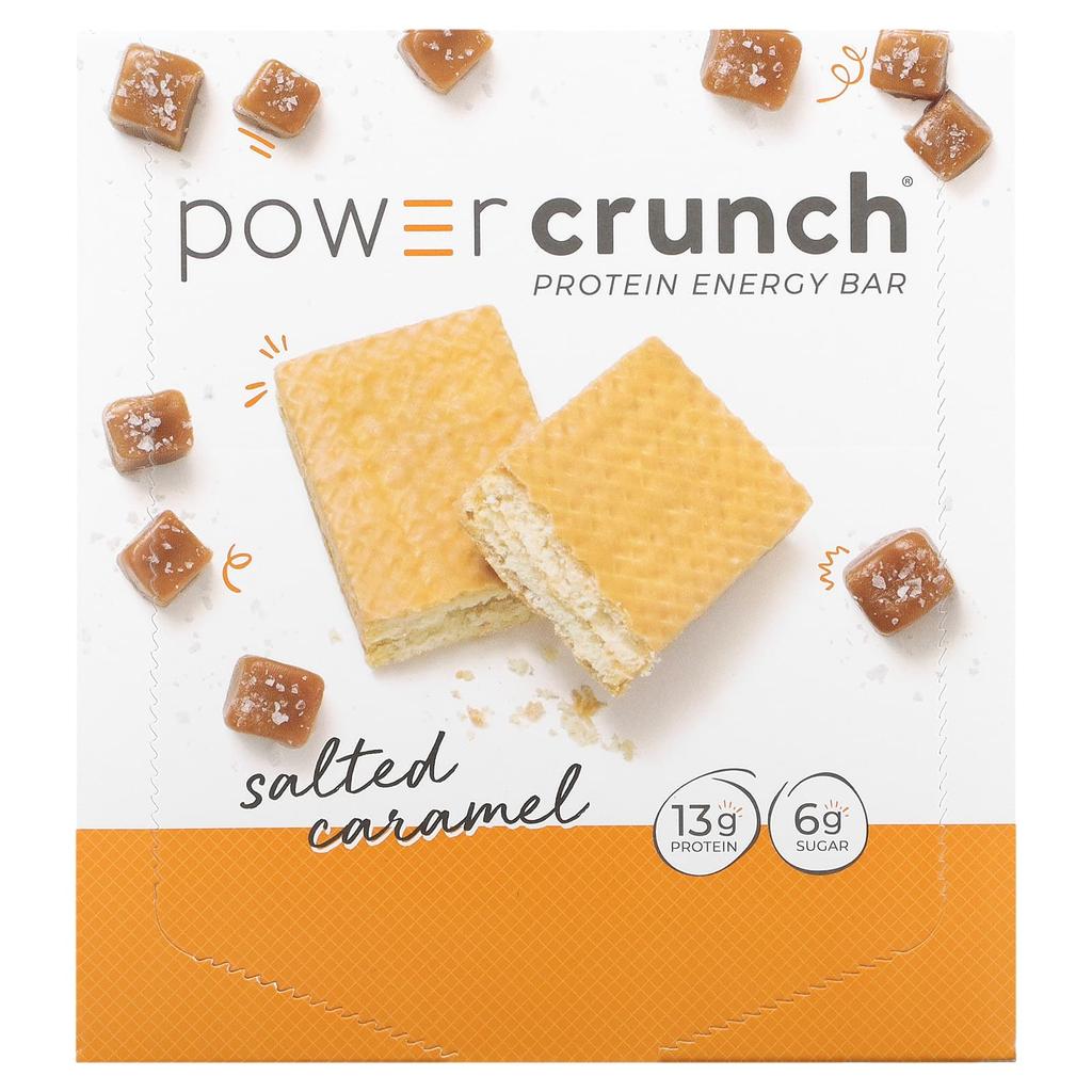BNRG, протеиновый энергетический батончик Powder Crunch, оригинальный, соленая карамель, 12 батончиков, 1,4 унции (40 г) Каждый