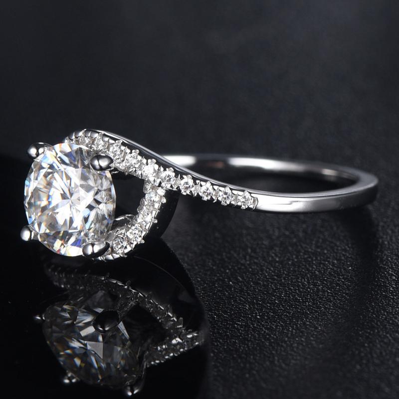 Кольцо из стерлингового серебра 925 пробы, темпераментное кольцо с круглым рядом бриллиантов, 1 карат, кольца с муассанитом для женщин, свадебные украшения для невесты