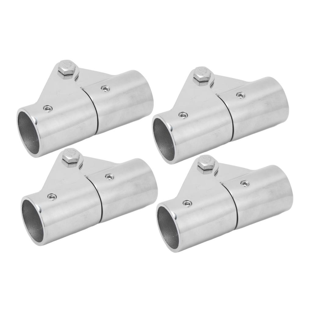 4Pcs Swivel Pipe Connector 25MM Stainless Steel Rugged Stable Boat Pipe Connector for Marine Yachts Inflatable Yachts