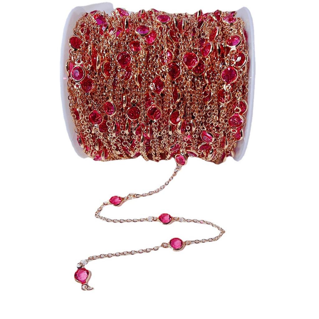 0.5M 1M 2M Pink Round Crystal Glass Beaded Bracelet Necklace Copper Chains Clothing Supplies for Jewelry Making DIY Materials