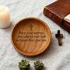 Yousheng Wooden Prayer Bowl Farmhouse Rustic Handcrafted Bible Verses Faith Bowl Round Decorative Scripture Blessing Bowl Religious Christian Gift