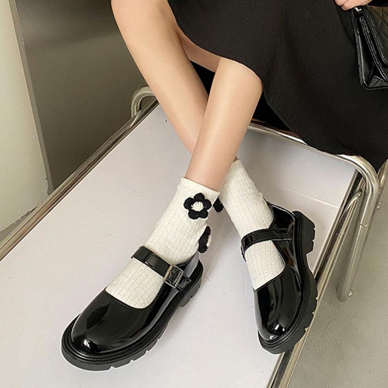 Женские черные туфли в стиле Лолиты, повседневные туфли на каблуках Мэри Джейн на платформе, женские винтажные туфли-лодочки для женщин, студенческие туфли на низком каблуке