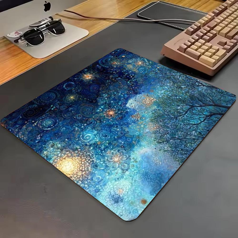 Маленький коврик для мыши 45x50 Абстрактное звездное небо Метеор Масляная живопись Нескользящая резиновая основа Коврик для мыши для ноутбука ПК Офиса Игрового декора