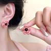 New Trendy Red Flower Women's Stud Earrings Lovely Cute Korean Fashion Black Middle Girls Sweet Ear Jewelry Aretes De Mujer