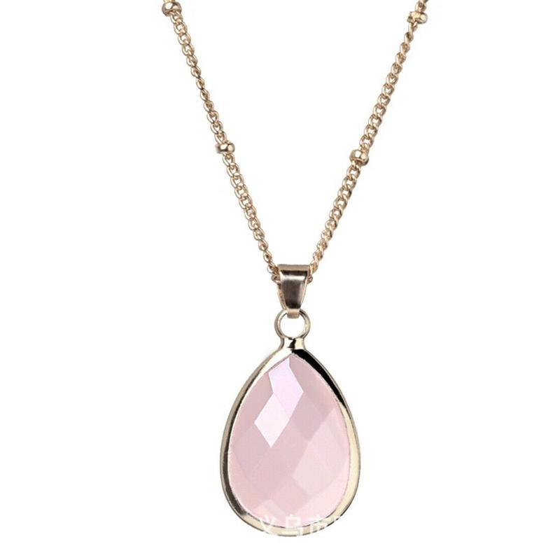 Привет, золотой цвет, каплевидная огранка, многоцветное стеклянное ожерелье с камнем, подвеска, подвеска, каменная цепочка, ювелирные изделия, подарки