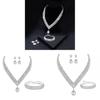 Water Drop Necklace Earring Bracelet Set With Zirconia For Bridal Wedding Dress Accessories