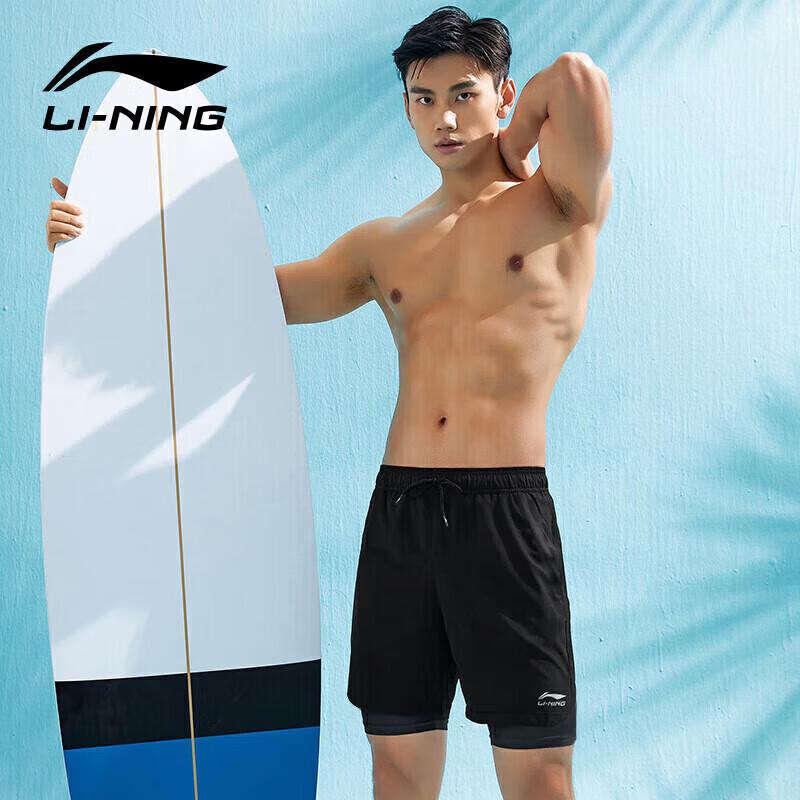 Li-Ning Мужские двухслойные пятиточечные плавки