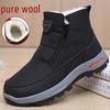 Men's Genuine Wool High-Top Winter Cotton Shoes - Warm, Velvet-Lined, Middle-Aged Style