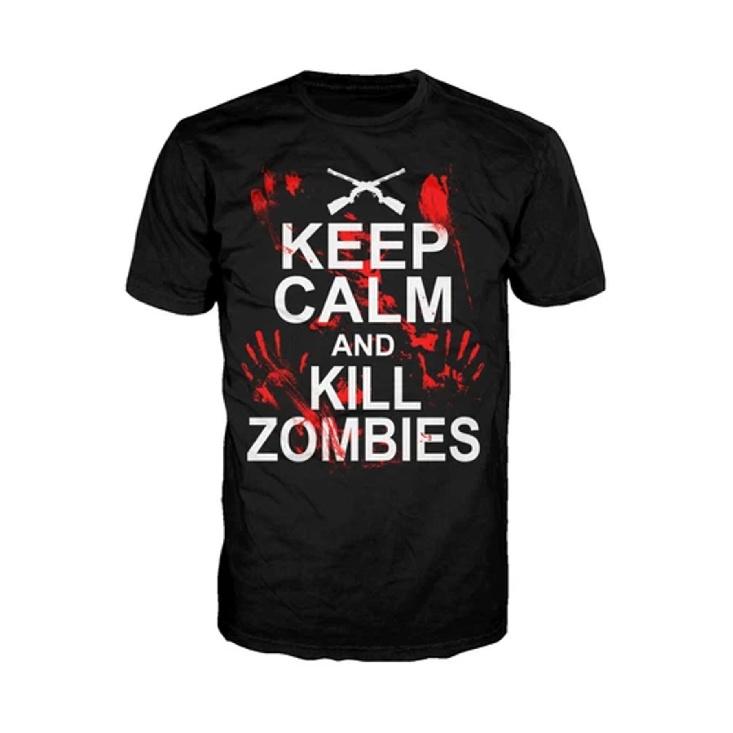 Keep Calm Kill Zombies T Shirt Funny Horror Halloween Gift